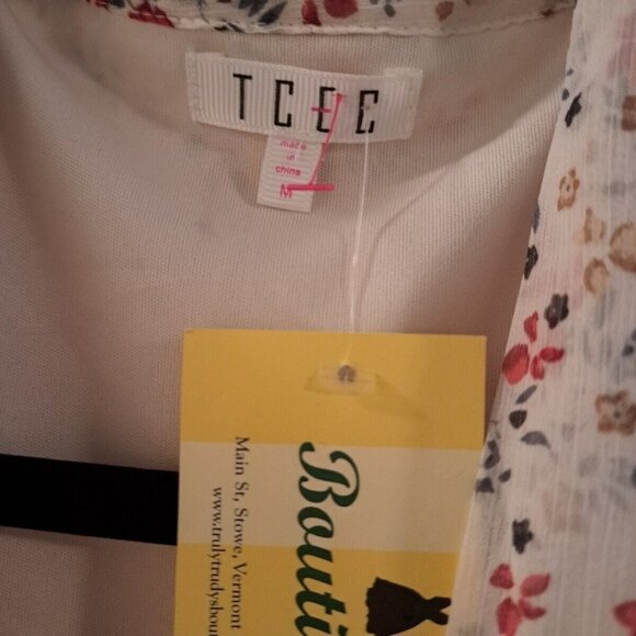 Romantic bohemian tiny floral chiffon sleeves summer dress lined hi low hem S - Picture 13 of 16